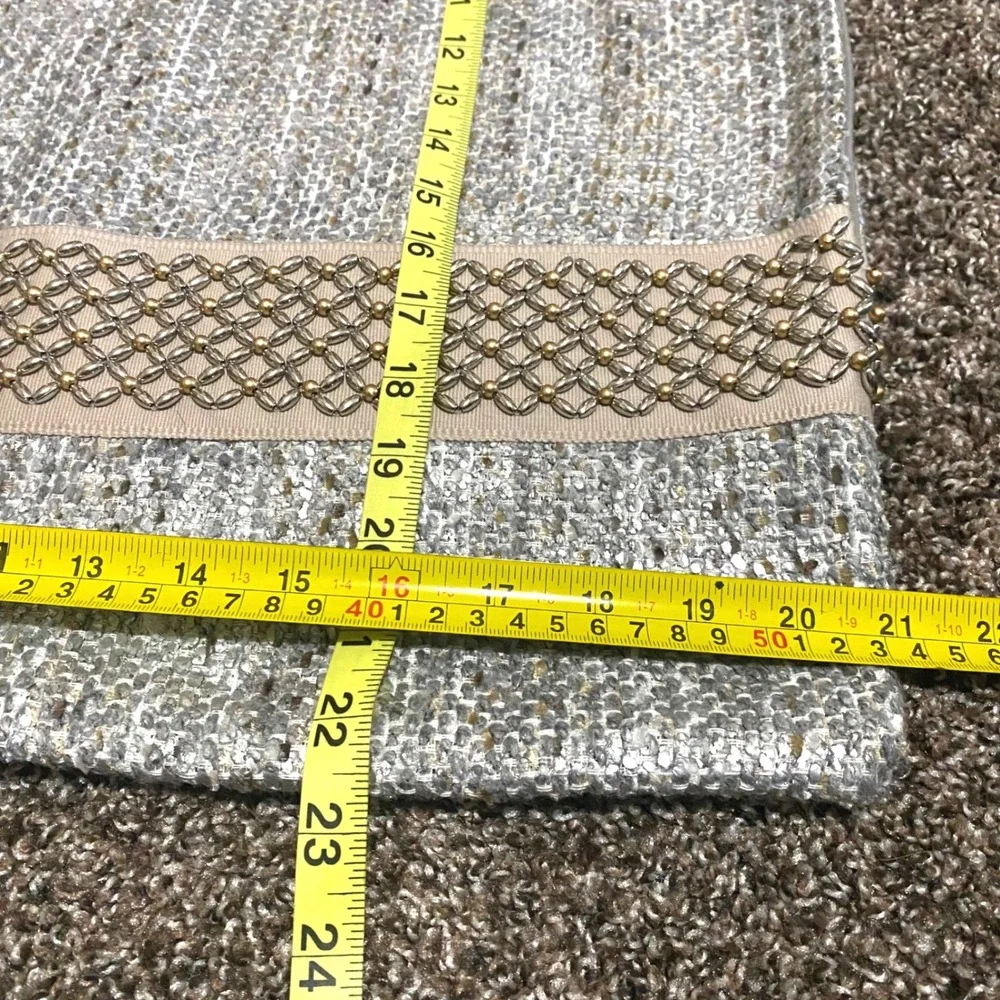 Studio 773 Pillow Sham Covers set Glam Metallic Beaded Tweed Silver luxe 21x22.5